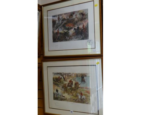 A pair of limited edition GILLIAN HARRIS signed hunting prints