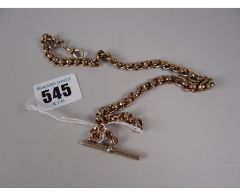 A graduated 9ct gold antique watch chain with T-barThe total weight is 40grams
