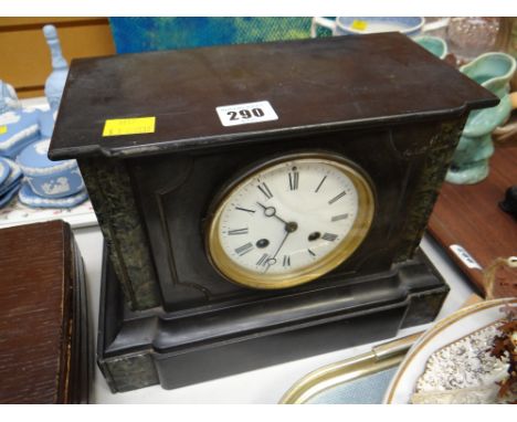 A black slate & marble mantel clock