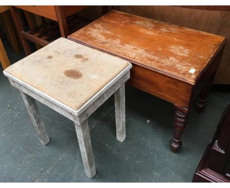 A 19th century mahogany commode stool, together with a cork topped foot stool 