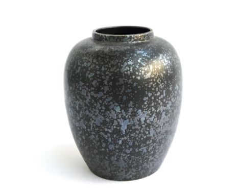 A Poole Pottery vase, black Calypso lustre pattern, 22.5cmH 