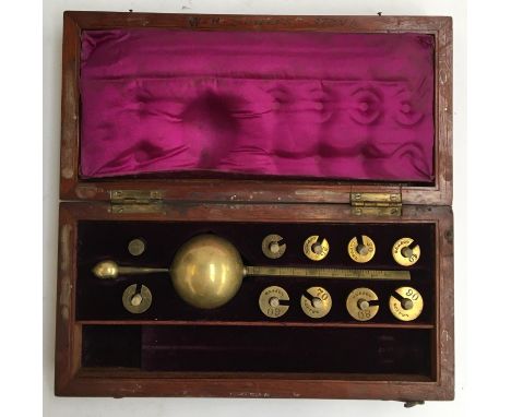 A 19th century Sikes' Hydrometer, retailed by Loftus, 321 Oxford Street, in mahogany case, incomplete 
