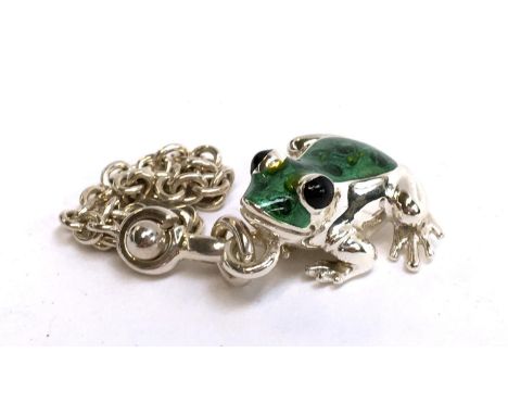 A 925 silver and enamel frog, retailed by Boutique G. Lavanchy, 29 rue Du Rhone, 1204, Geneve 