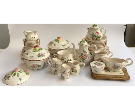A French K &amp; G Luneville 'Old Strasbourg' pattern ceramic part dinner service, to include tureens, coffee pot, soup bowls