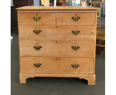 A pine chest of two short over three long drawers, on bracket feet, 103cmW 