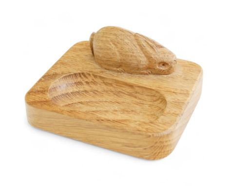 Rabbitman - adzed oak ashtray with rounded corners with carved rabbit signature by Peter Heap of Wetwang Dimensions: Length/W