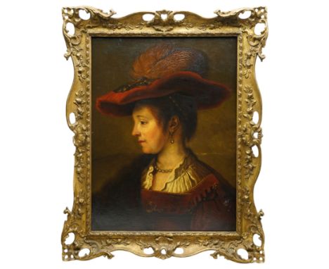 Marguerite Diericke (19th century) after Rembrandt van Rijn (Dutch 1606-1669): Quarter-Length Portrait of of 'Saskia van Uyle