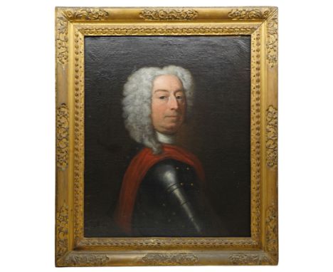 Dutch School (Early 18th century): Portrait of a Military Officer or Nobleman wearing a Powdered Wig and Suit of Armour with 