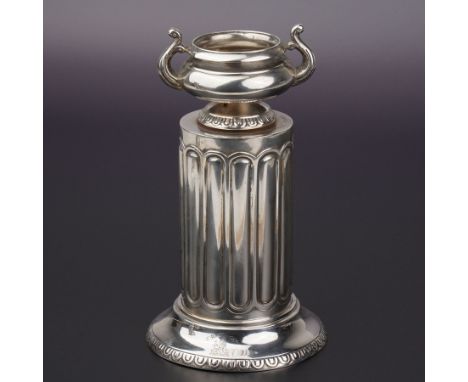 Silver Aagdan in the form of a two handled urn on a fluted circular pillar marked Sterling  Silver K.P.D. H16cmCondition Repo