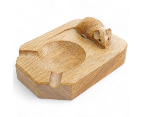 Mouseman - tooled oak ashtray, carved with mouse signature, by the workshop of Robert Thompson, Kilburn Dimensions: Length/Wi