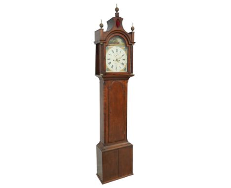 Patrick Forrester of Hull-early 19th century 8-day oak and mahogany longcase, c1830, With a pagoda pediment and three matchin