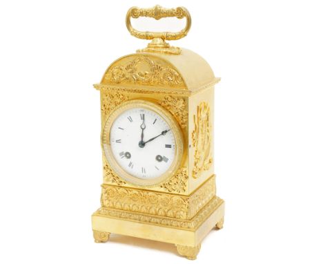 Fine Swiss ormolu 8-day early 19th century Pendule d'Officer style clock c1820,  circular double train ting-tang movement str