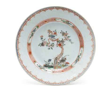 Chinese Kangxi famille verte 'Magnolia' dish, D22cmCondition Report:Restoration to the rim in several places. cracked and chi