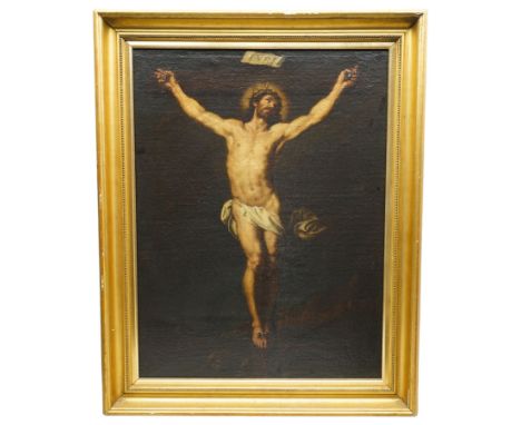 Follower of Peter Paul Rubens (Flemish 1577-1640): 'The Crucified Christ', 18th century oil on canvas unsigned 61cm x 46cm