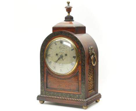 Samuel Martin of Bath-Regency period mahogany 8-day bracket clock, c1830, arched top with a four sided and domed socle with a