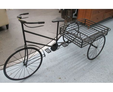 GARDEN TRICYCLE PLANTER, in a black wrought iron finish, 180cm x 66cm x 95cm. 