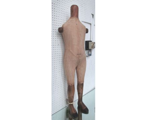CHILD MANNEQUIN, French in linen upholstered body on a wooden frame, 97cm H.