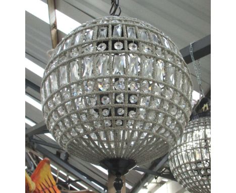 GLOBE CHANDELIER, with mutliple faceted inserts, approximately 64cm H. (with faults) 