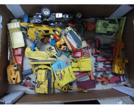 Collection of vintage play worn Dinky and Corgi diecast vehic;es and accessories mainly relating to farming to include Corgi 