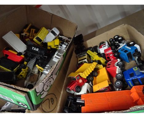 Collection of vintage diecast lorries and cabs to include Matchbox, Siku, Corgi etc