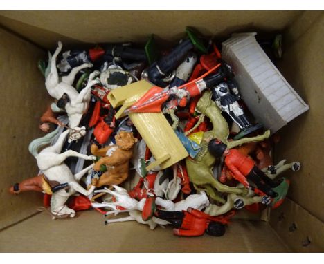 Collection of vintage plastic figures to include Britains and Crescent