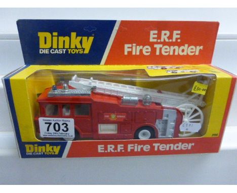 Boxed Dinky 266 ERF Fire Tender, unopened and unpunched in excellent condition.  ex shop stick that contains price sticker to