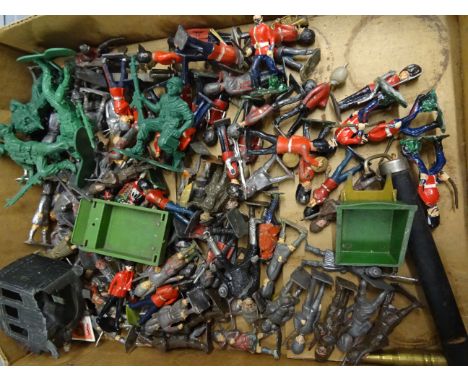 Collection of vintage metal Britains soldiers including many Guards