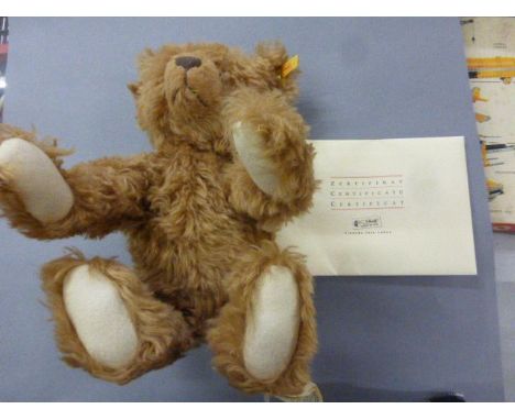 Boxed Steiff teddy bear, Grizzly Ted caramel tipped 40cm tall ltd edition with certificate