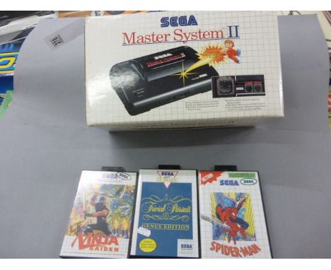 Retro Gaming Console - Boxed Sega Master System II plus 3 games Spiderman, Ninja Gaiden & Trivial Pursuit