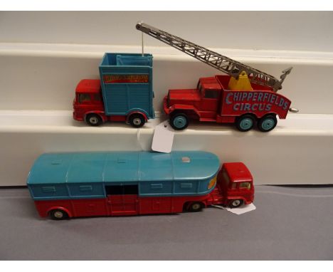Three original Corgi Chipperfield Circus diecast vehicles to include International 6x6 Truck, Bedford Tractor Unit and Articu
