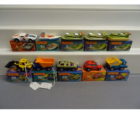 10 Boxed Matchbox Superfast 75 Series diecast vehicles to include 5 Seafire, 14 Mini Ha-Ha, 2 Rescue Hovercraft x 3, 37 Skip 