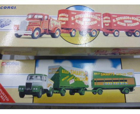 Two boxed Corgi Road Transport from Corgi circus vehicles to include 97920 Highwayman R. Edwards Swindon and 97897 Scammell H