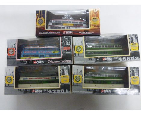 Five boxed Corgi Classics Blackpool Corporation Transport diecast vehicles to include 43501 to 43504 & 43507 all excellen