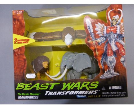 Two boxed Kenner Transformers Beast Wars three figure sets to include Biocombat Predacon and Magnaboss, unopened and all figu