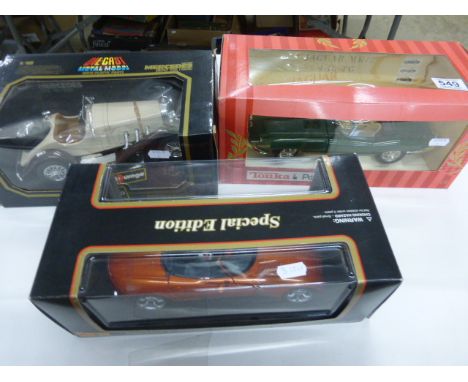 Five boxed diecast vehciles to include Commercials from Corgi x 2, Tonka Polistil 1:16 Jaguar MK/2 TG, Burago Mercedes Benz S