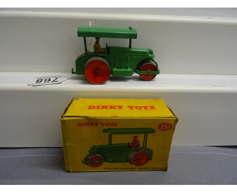 Boxed Dinky 251 Aveling Barford Diesel Roller in good condition with signs of age, box tatty but complete