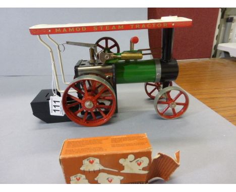 A Mamod Steam Tractor, TE1A, with a part used box of fuel tablets