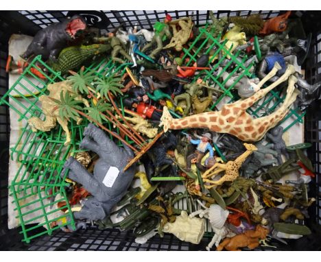 Collection of vintage plastic zoo animals figures plus others to include Timpo, Crescent etc