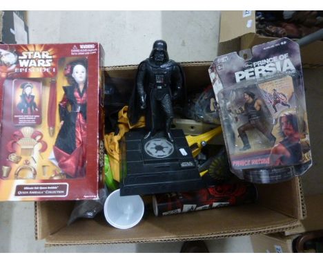 Group of mixed tv related toys mainly Star Wars including boxed Episode I Queen Amidala Collection, talking Darth Vader, card