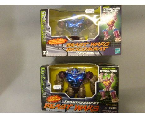 Five boxed Hasbro & Kenner Transformers Beast Wars Biocombat Transmetal figures to include Optimus Primal x 3 (two variants),
