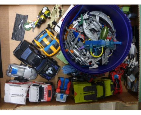 Collection of Transformers in play worn condition or incomplete plus a tub of various accessories featuring Star Wars and TMN