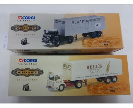 Two boxed Corgi Whisky vehicles to include 11401 Black & White ERF KV Artic Box Trailer and 21303 Bell's AEC Ergomatic with B