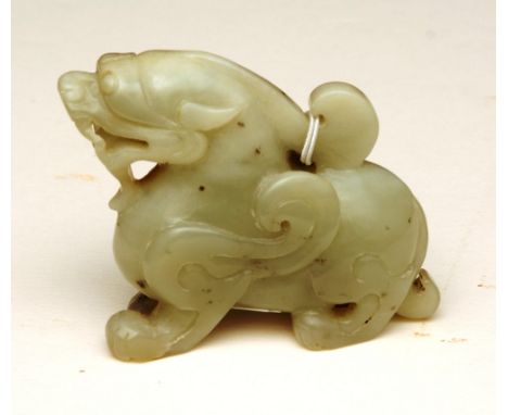 A Chinese carved jade mythical beast, 9cm wide x 7cm high