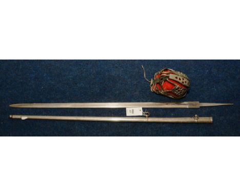A basket hilt presentation sword, presented by Major EWT Egar ML, for the use of the Second Command, with metal scabbard and 