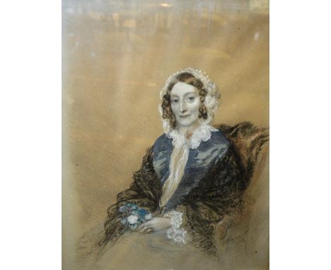 John James Harwood RHA RA (1813-1871)
'Portrait of a Lady'
Chalk and pastel, signed 1854 lower right, 57 x 45cm CONDITION REP