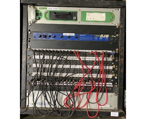 NEW ORDER AUDIO EQUIPMENT IN RACK WITHIN FLIGHT CASE. To include GLYPH GOT4-GHS9RS Serial#: GBH100169, MOTU 828 Firewire/cloc