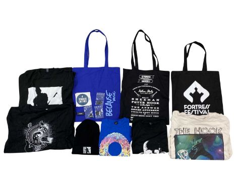 FESTIVAL T-SHIRTS &amp; MERCH. To include 5 x t-shirts, 3 x tote bags and 1 x hat.A collection of The Light from all around t