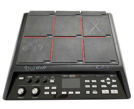 ROLAND SPD-SX ELECTRONIC DRUM SAMPLING PAD &amp; BOX OF PATCH LEADS, JACK PLUGS &amp; BEHRINGER ULTRA DI BOX. Box filled with