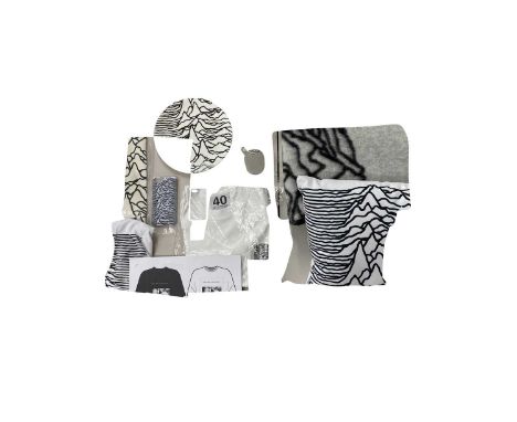 JOY DIVISION "FACT 10 1979 2019 40" MERCHANDISE RANGE. 9 items to include large blanket/throw, cushion, ceramic plate, a cera