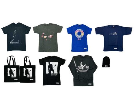 PETER HOOK &amp; NEW ORDER CLOTHING BUNDLE x9. To include Low-Life Peter Hook signed t-shirt (G), Use No Hearing Protection t